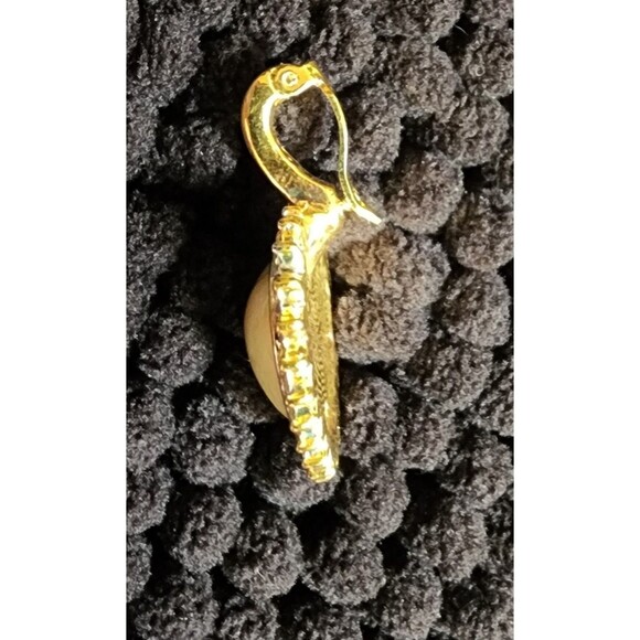 Vintage Faux Heart Shaped Pearl and Rhinestone Necklace Enhancer - Picture 3 of 11